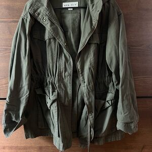 Ava & Viv Green Utility Jacket with Drawstring Waist